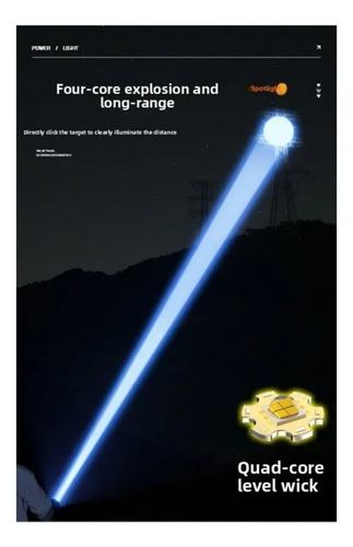 Linterna Recargable 2 En 1 Con Zoom Y Luz Para Camping