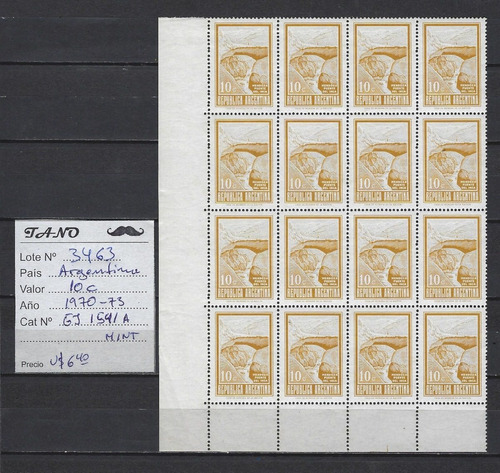 Lote3463 Argentina 10 Centavos 1970-73 Gj#1541 A Mint X16
