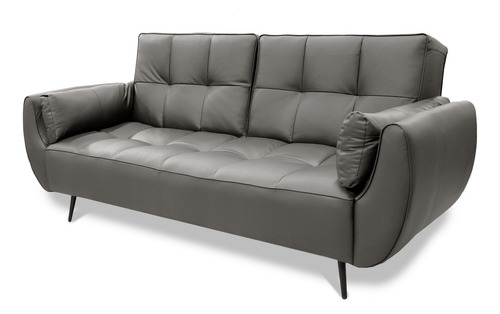 Sofá Cama De Piel Genuina Toronto - Confortopiel, 3 Plazas Color Gris Oxford