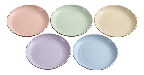 Set X 5 Platos Diseño Playos Familiar Color Pastel Postre