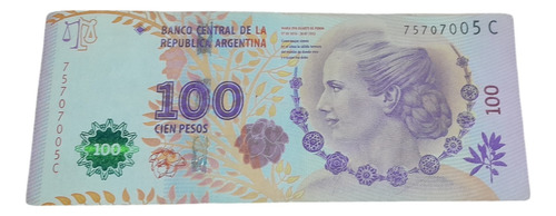 Billete De 100 Pesos Con Error Mancha Rosa