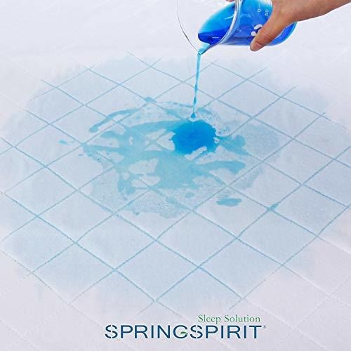 Cubre Camas Springspirit Color Blanco Y Azul Impermeable