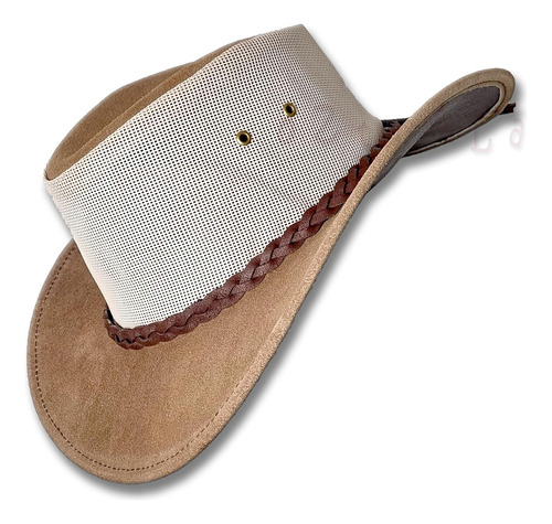 ~ Sombrero De Malla De Piel De Ante Jacaru Cowboy Australian