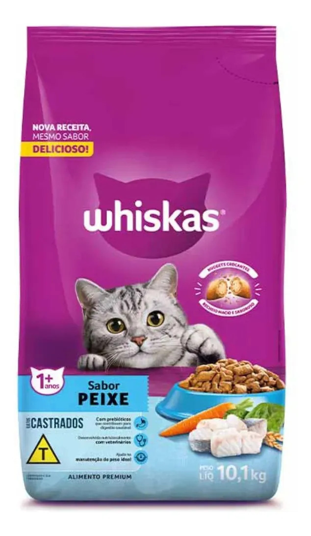 Whiskas Ração Gatos Castrados Peixe Premium 900g