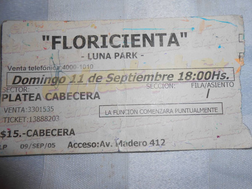 Entrada A Floricienta Antiquisima De Coleccion !!