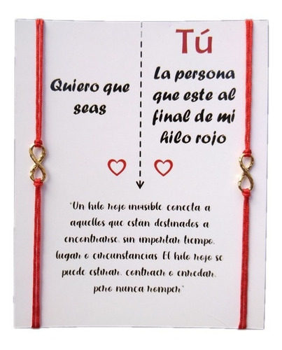 Dúo De Pulseras Infinito Para Parejas Hilo Rojo Del Destino