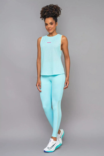 Kit 3 Peças Roupa Academia Legging Top E Regata Zero Açucar Azul-claro P