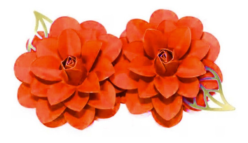 Topo De Bolo Flor Com Folha G2 Lullifet 2und Cor Vermelho