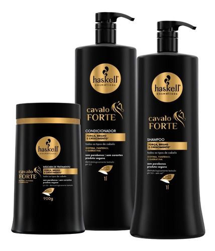 Kit Haskell Cavalo Forte Crescimento Força 1 L Sh Cond Masc 