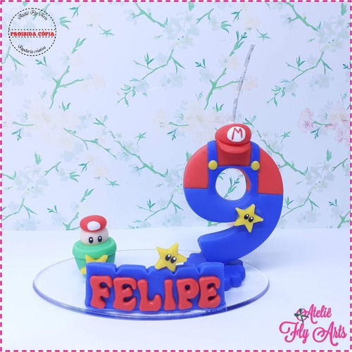 Imagem 2 de 2 de Vela Topo De Bolo Personalizado Biscuit Aniversario Games