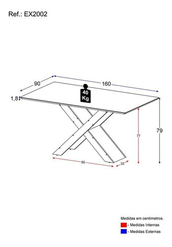 Mesa de comedor Lisboa Multifurniture Ex2002 de 160 cm, color negro y negro