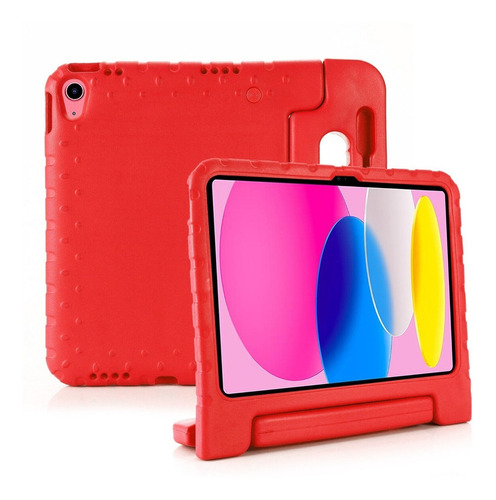 Funda Para iPad A16 11a / 10a Gen. Goma Niños Agarradera Color Rojo