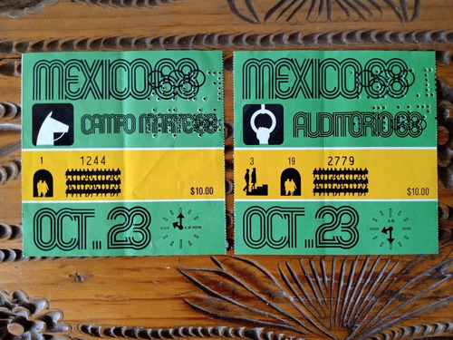   2 Boletos México 68 Olimpiadas Colección Auditorio Deporte