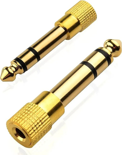 Olulupack 2pzs Adaptador Pro Trs Cobre: Jack 3.5mm A Plug 6.35mm Para Audífonos E Instrumentos,2 Adaptador Audio Plug Oro 24k 6.35mm Macho A 3.5mm Hembra