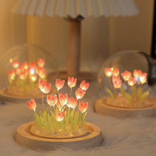 Luz Ambiental Romántica De Tulipán,lámpara Led Hecha A Mano