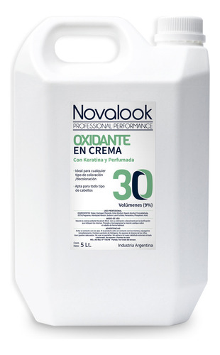  Oxidante Crema Novalook Con Keratina 30 Volumenes 5 Litros Tono 30 volúmenes