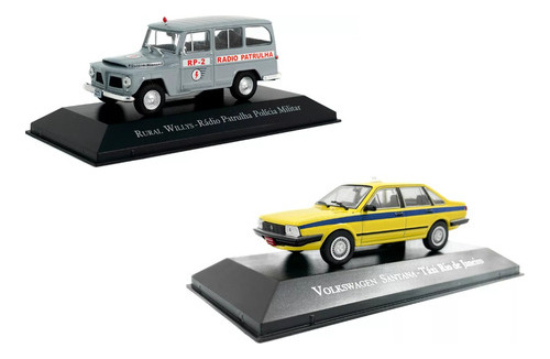 Kit 2 Miniaturas - Rural Willys Patrulha + Santana Taxi Rio