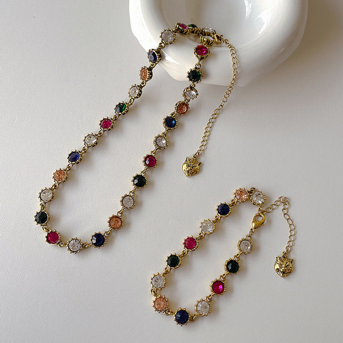 Collar Vintage Con Gemas, Pulsera Circular De Diamantes De C