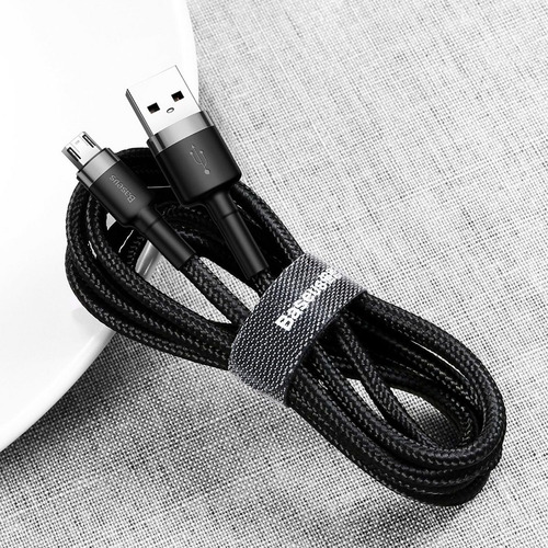 Cable Usb / Micro Usb / 3 Metros Carga 2 A / Baseus Oficial Color Gray Black