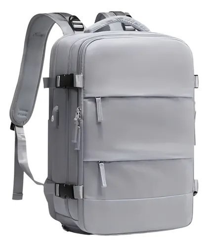 Mochila Notebook Impermeable Oficina Ejecutiva Facultad Usb Gris Liso