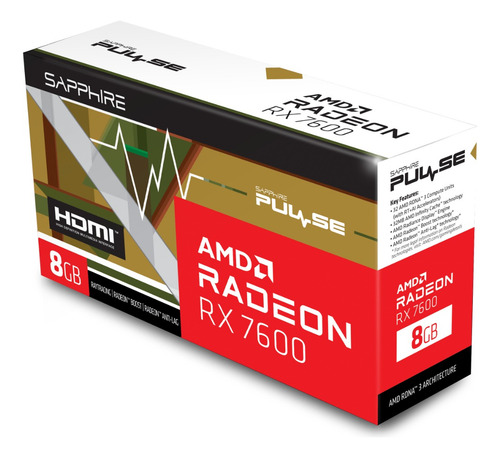 Placa De Vídeo Sapphire Pulse Amd Radeon Rx 7600 8gb Gddr6