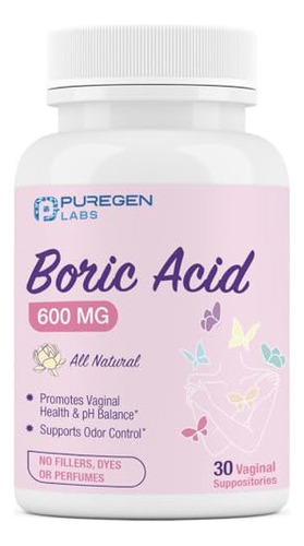 Supositorios Femeninos  Puregen Labs Ácido Bórico 600 Mg Sup