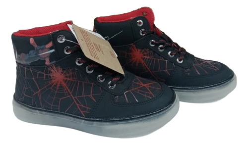 Tenis Bota Original Marvel Spider-man Hombre Araña Con Luces Azul Para Niño