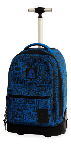 Mochila Con Carro Mooving Words Trolley 24 Litros 1610225 Color Azul Diseño De La Tela Lisa