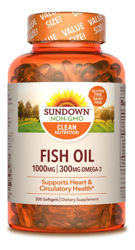 Aceite De Pescado 1000 Mg Sundown Omega 3 200 Cap