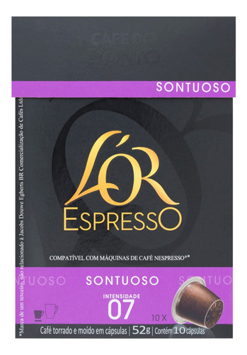  Café espresso sontuoso en cápsula L'or sem glúten