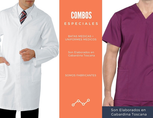 Batas De Caballeros + Uniformes Medicos Marca Yakoz En Combo