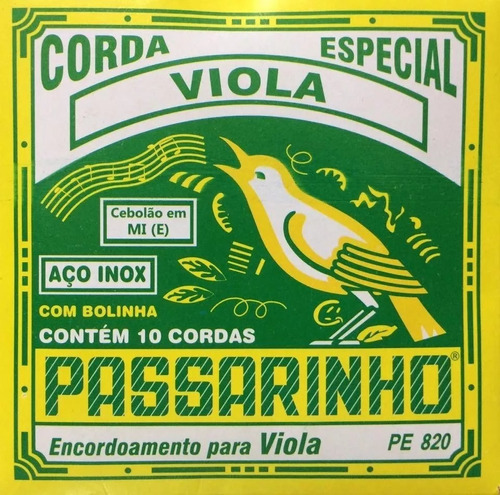 Paganini Jogo De Corda Passarinho Viola Cebolão Mi- Pe 820