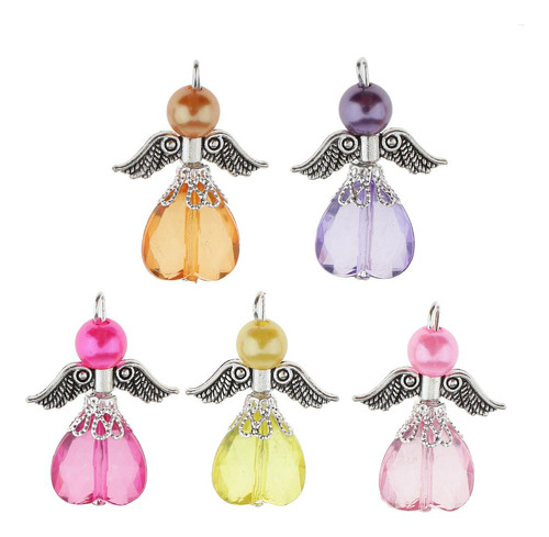 Paquete De 5 Colores Mezclados Angel Charms Colgantes