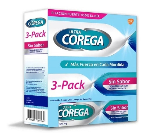 Corega Ultra Crema Adhesiva Para Prótesis 3 Pzas De 40g