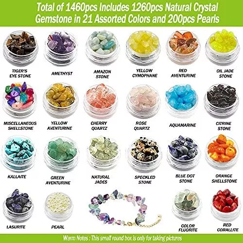 1760PCS Jewelry Making Kit 24 Colors Crystals Beads for Ring