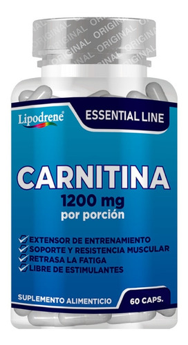 Carnitina 1200 Mg | Lipodrene | Essential 60 Caps Sabor Sin sabor