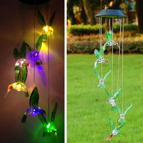 Campanilla De Viento De Colibrí Luz Colgante Solar Campana L