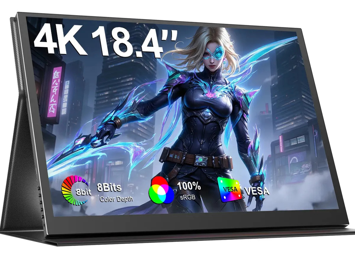Monitor Gamer Portátil 18.4 4k Pc Laptop Tela Usb-c Hdmi Preto