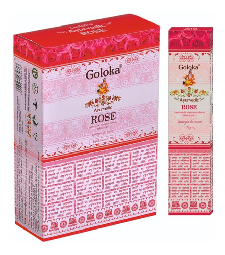 Incenso Goloka Ayurvedic Massala Rose Rosa 3un.15g- S/ Juros