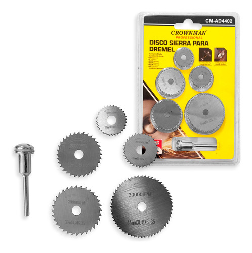 Kit Para Minitorno Disco Sierra 22 - 44mm Dremel 6pcs 