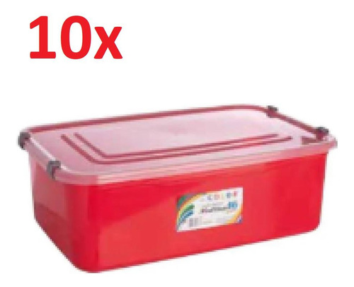 Caixa Empilháveis Organizadora Kit 10 Containers Vermelho