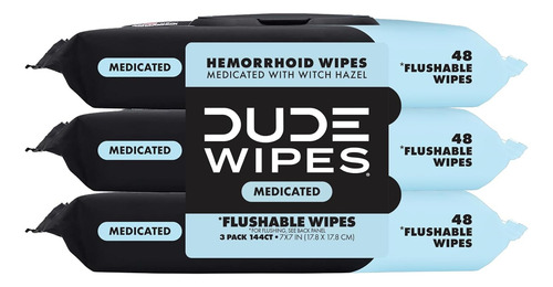 Dude Xl Flushable Wipes Witch Hazel 144u (simi Prepartion H) Neutra