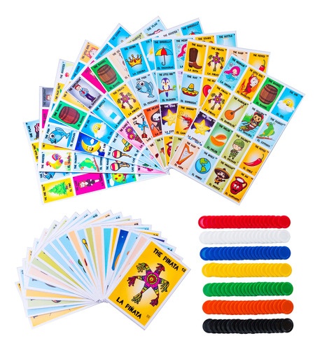 Kit De Juego De Bingo Mexicano, Juego Bilinge Para 10 Jugado