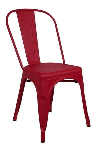 Silla Tolix Reforzada Roja Metalica Interior Exterior  Deco