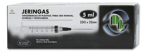 Dl Jeringa Negra De Plástico 22x32mm 5ml Caja Con 5 Piezas Capacidad En Volumen 5 Ml