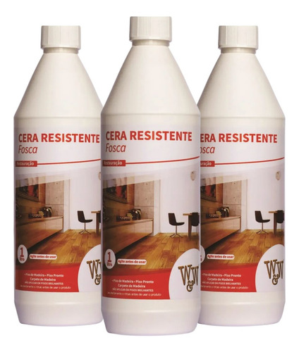 Kit 3 Cera Resistente Fosca Piso Taco Madeira Assoalho W&w