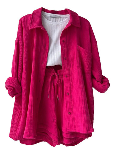 // Conjunto Casual De Camisa Con Solapa Y Pantalones 1