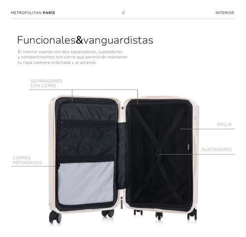 Valija Rigida Carry On Chica + Bodega Grande Paris T-onebag Crema París