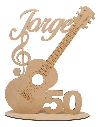 7 Centros De Mesa 30cm. Guitarra Con Nombre Personalizado