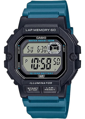 Reloj Casio Ws1400h-3av Ws1400h-3av Illuminador Led Led Color de la correa Azul Color del bisel Acero inoxidable Color del fondo Negro